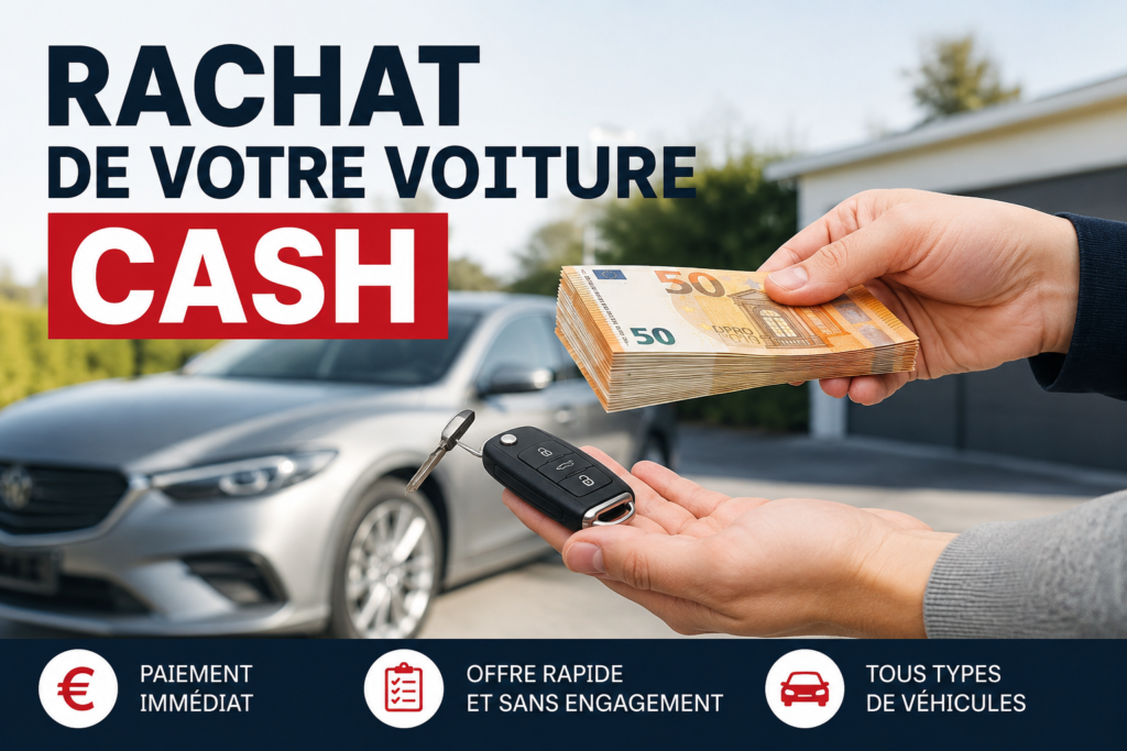 Rachat de votre voiture cash avec paiement immédiat, remise des clés et estimation rapide pour tous types de véhicules d'occasion.